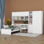 Lit plateforme simple avec tablettes de rangement, bureau et éclairage à DEL, lit plateforme en bois avec armoires, tiroirs et garde-robe-901698173