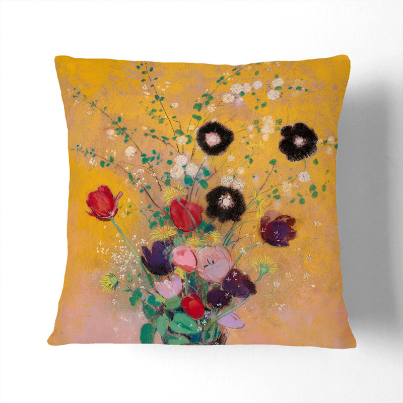 Vase of Flowers Vol.9 Scatter Cushion, 40cm H x 40cm W x 15cm D, Black