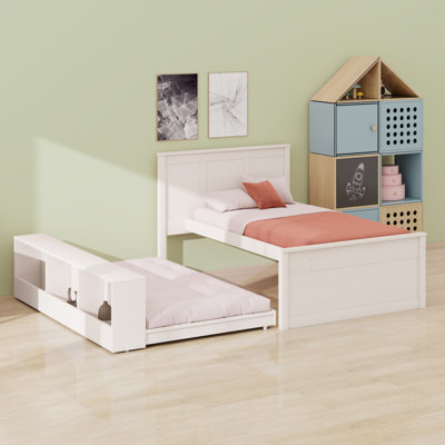 Lit plateforme avec lit gigogne et rangement sous le lit