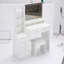 Grande table de chevet de 41 po avec tabouret de chevet + tabouret rembourré, très grand miroir à DEL à commande tactile, interrupteur 3 couleurs, commode de rangement multi-couches à la mode-789488692