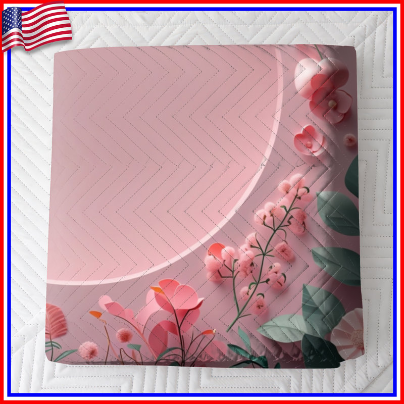 Couvre-lit matelassé à motif floral rose toutes tailles, Grand lit