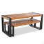 Ensemble de salle à manger rectangulaire 4 personnes en bois d'acacia massif et métal-301523475