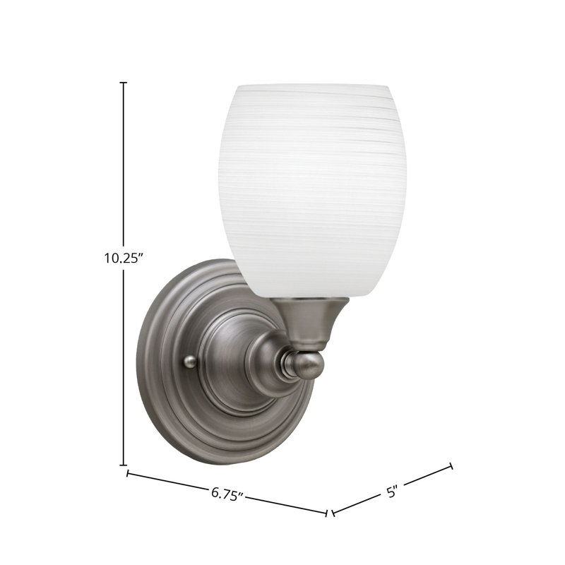 Wall Sconce With 5" Linen Glass, White, Brushed Nickel