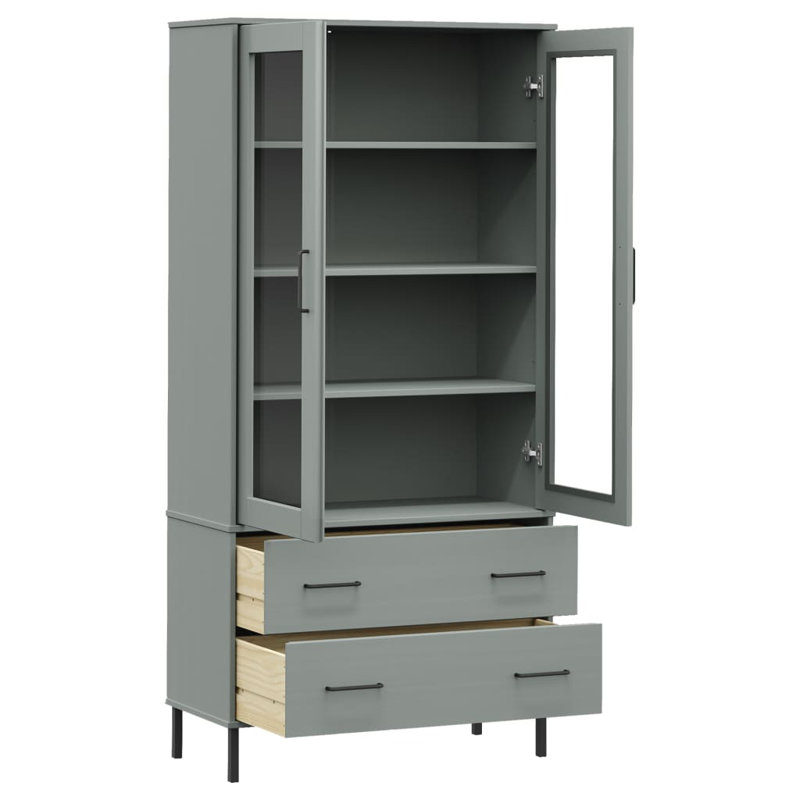 Landowski 172.5 cm H x 85 cm W Solid Wood Standard Bookcase, Grey