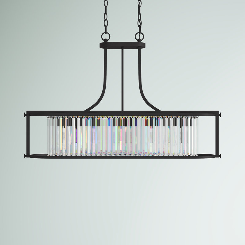 Luminaire suspendu géométrique à 4 lumières pour îlot de cuisine Bunton, Bronze vieilli
