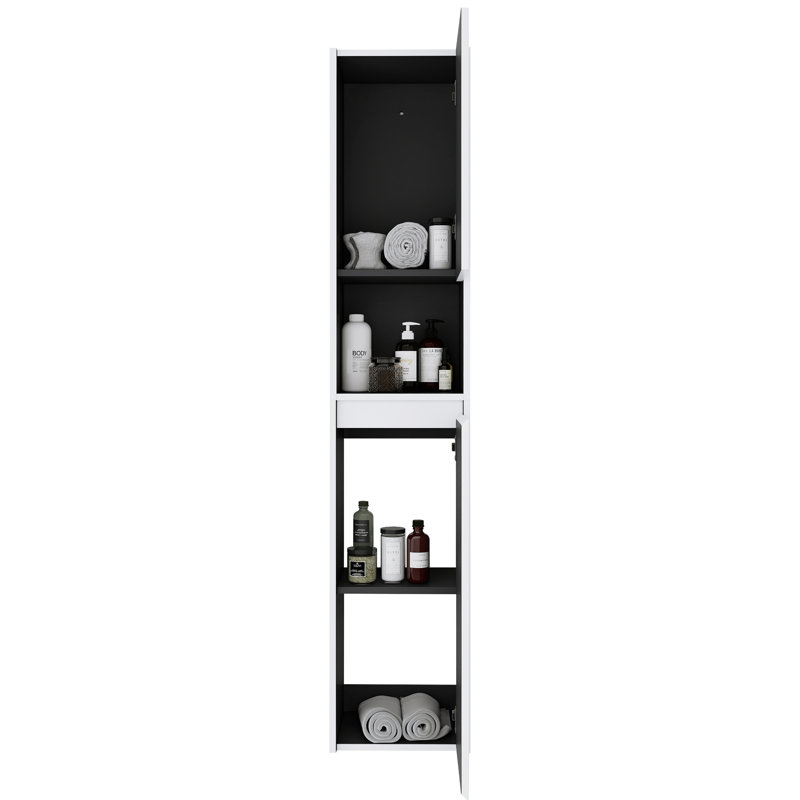 Armoire latérale de salle de bain 12 po, 2 portes à fermeture douce, conception à fixation flottante