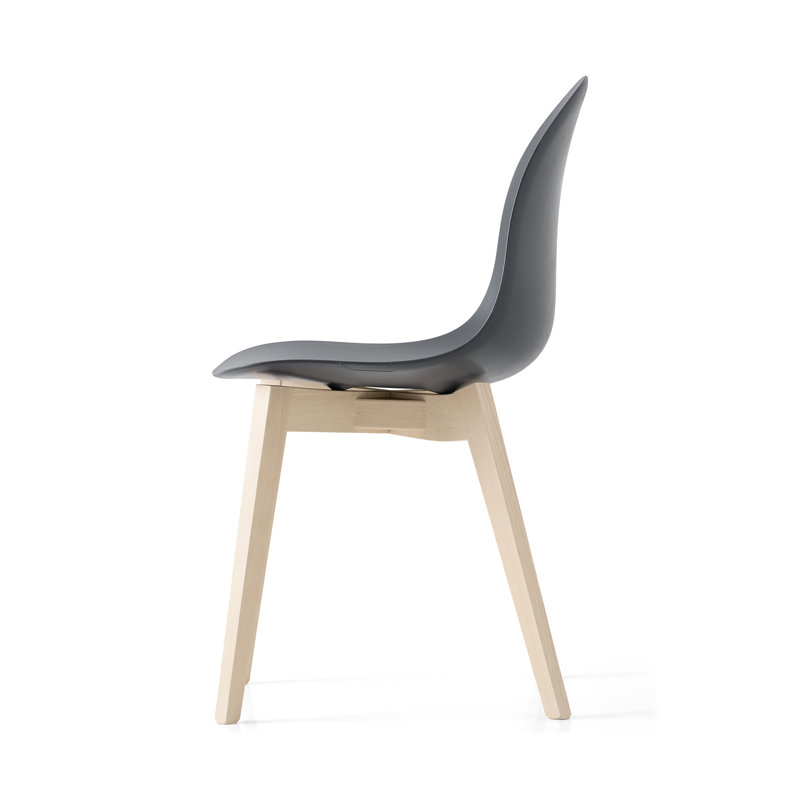 Academy Side Chair with Wooden Frame, Bleached, Matte Taupe
