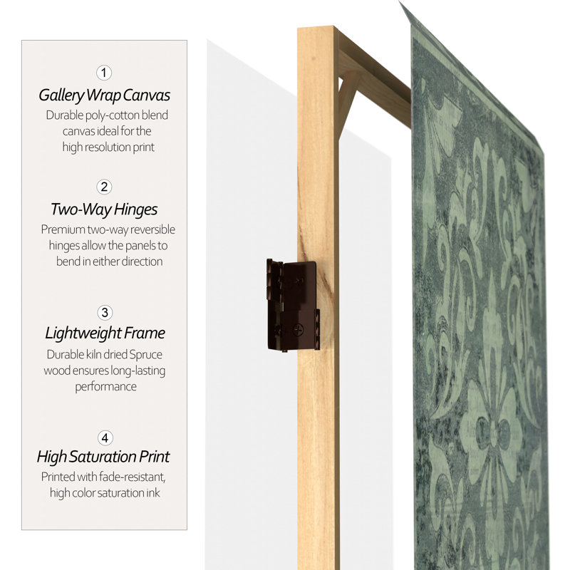 3 Panel Room Divider, Green