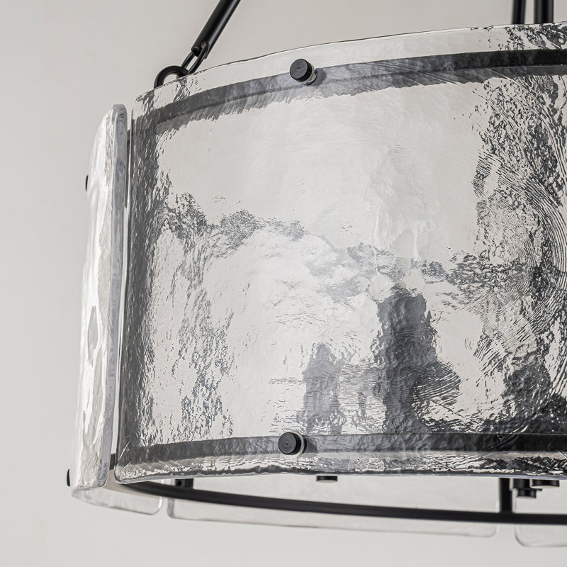 Lustre tambour noir mat à 5 lumières à intensité variable Jairdan, Noir