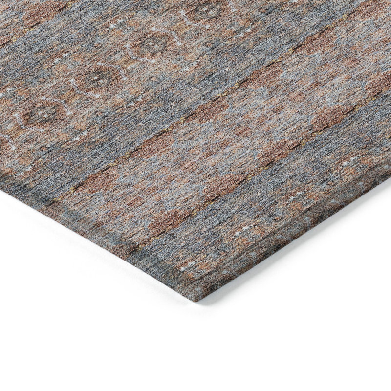 Tapis intérieur gris lavable à motif de médaillon 3 pi x 5 pi