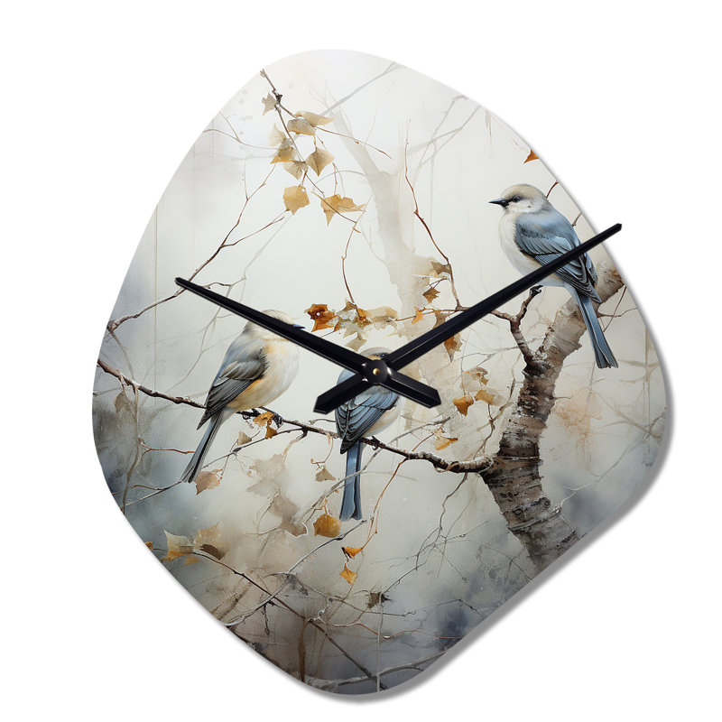 Bird Silent Watcher II - horloge asymétrique en métal, horloge murale moderne, Grand