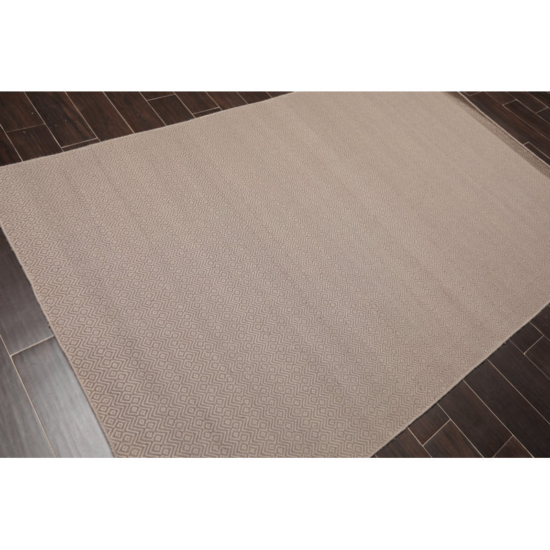 Tapis décoratif taupe en laine tissée à la main imasdun Chevron, Rectangle 4 pi x 6 pi