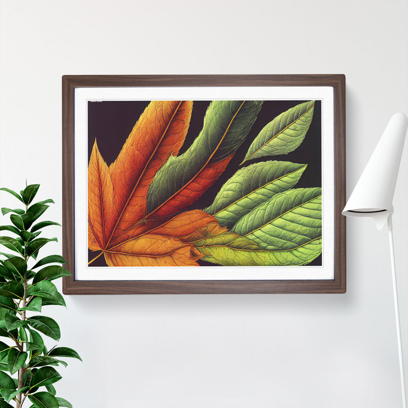 Extravagant Leaf - Single Picture Frame Print, 34cm H x 46cm W x 2cm D, Walnut