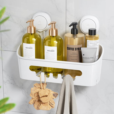 Shower Organizer Removable Bathroom Rack, Strong Suction Cup, 22 Pounds Weight, White