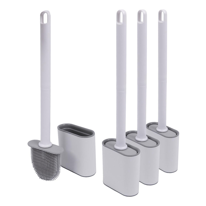 Harbour Housewares - Wall-Mounted Toilet Brush & Holder - Pack of 4, White
