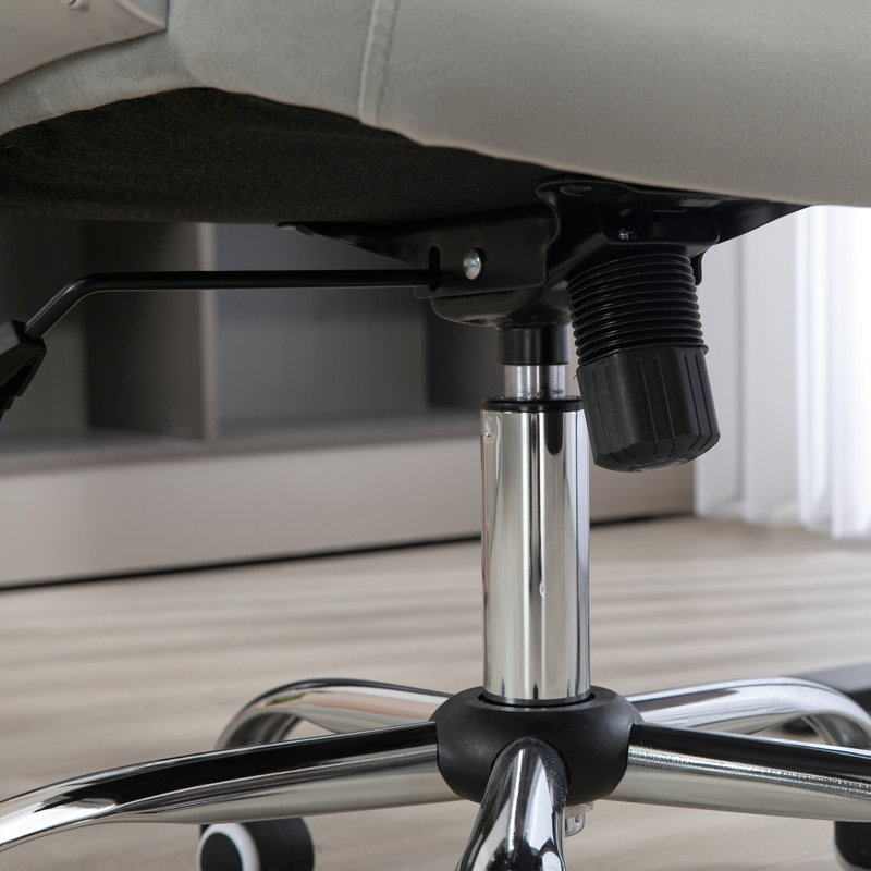 Vinsetto Home Office Chair,Velvet Computer Chair,Button Tufted Desk Chair with Swivel Wheels,Adjustable Height,and Tilt Function,Light Gray