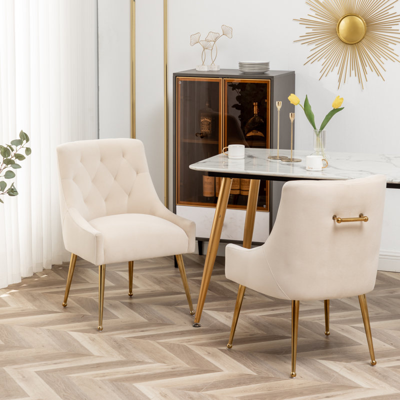 Chaise d'appoint en velours beige Baudel, Beige