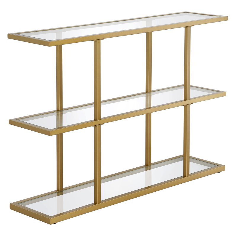 Challen 42'' Glass Top Console Table, Brass