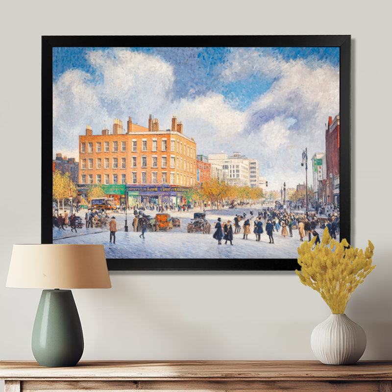 Dublin Fair City I - Art mural Dublin, Reproduction encadrée d'une seule photo sans pass, Noir, H 12 po x l 20 po