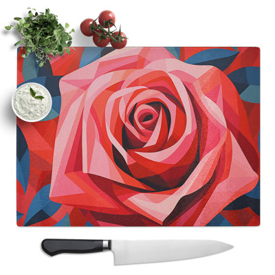 Rose Op Art  Glass Chopping Board