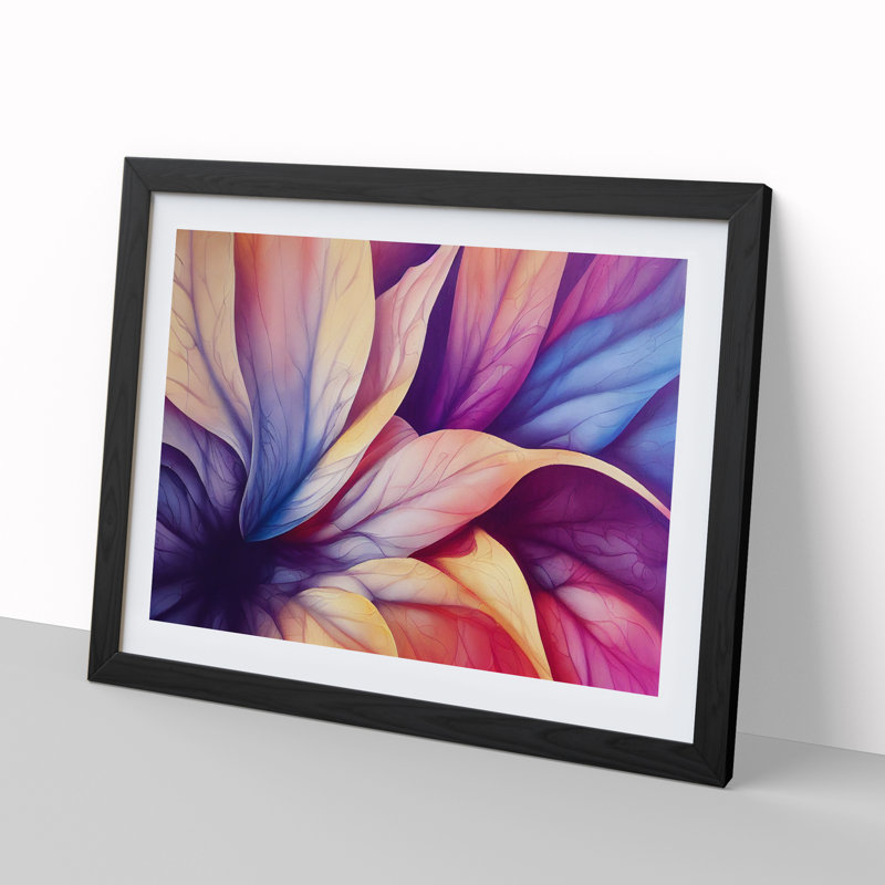 Colourful Flowers Vol.1 Abstract - Single Picture Frame Painting, 34cm H x 46cm W x 2cm D, Black Framed