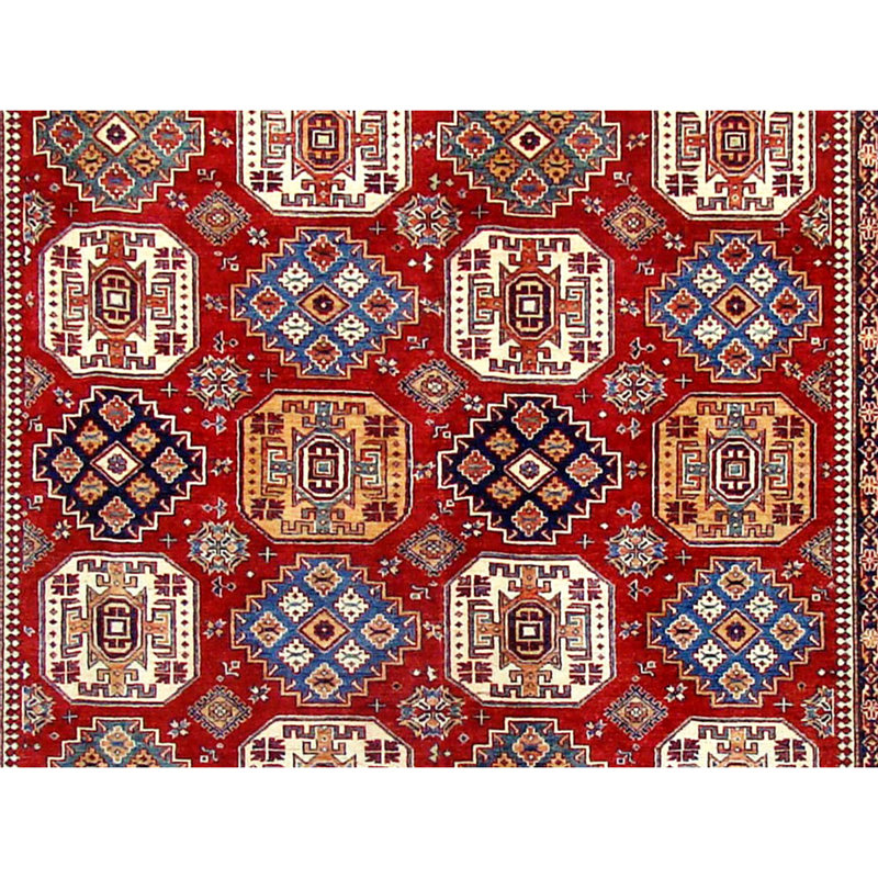 KASEKAZAKREIV Hand Knotted Wool Area Rug, Rectangle 5' x 8'
