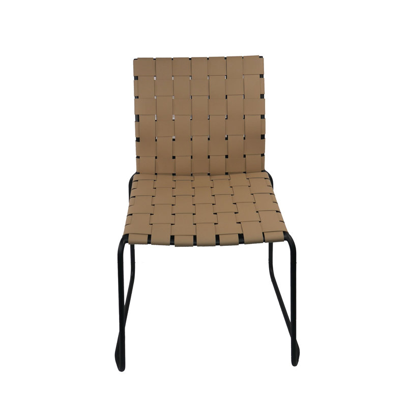 Ensemble de 4 chaises de salle à manger en cuir recyclé avec structure en acier noir Murrel, Café