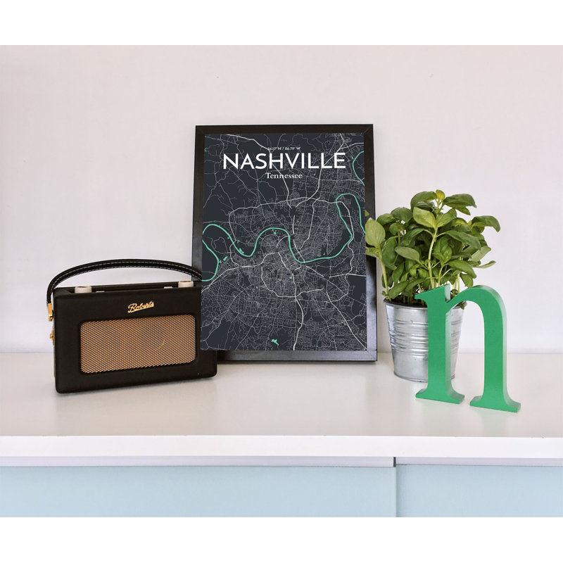 Nashville City Map - No Frame Print, 43.2cm H x 27.9cm W x 0.13cm D