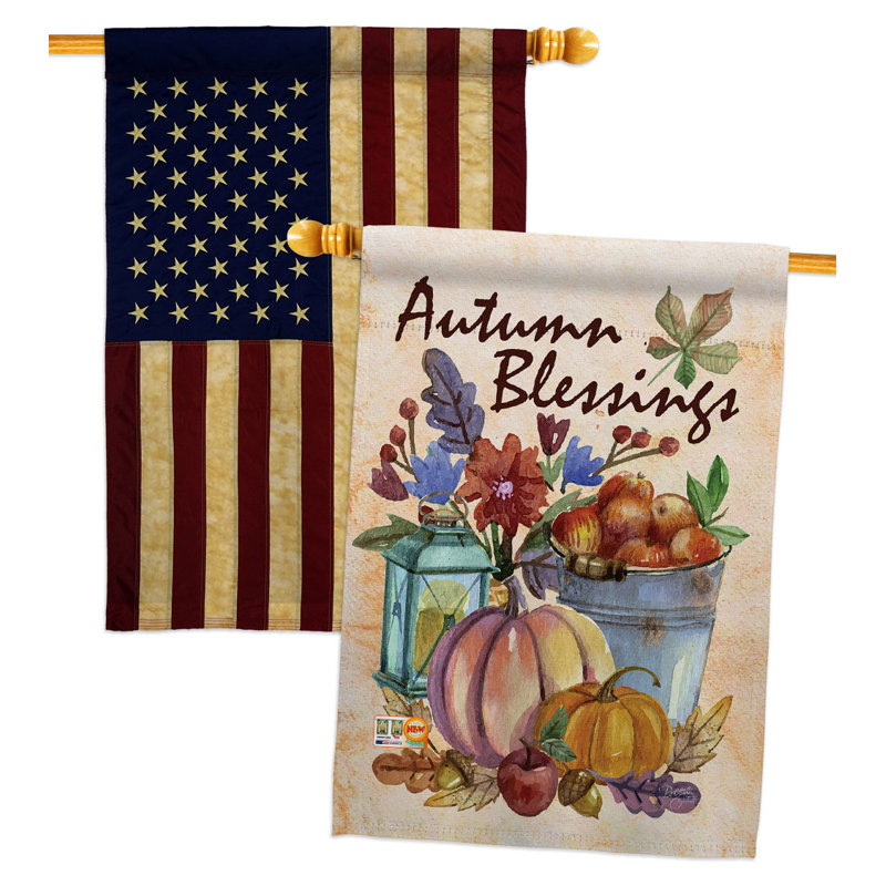 Drapeau de maison 40 po x 28 po Autumn Blessings