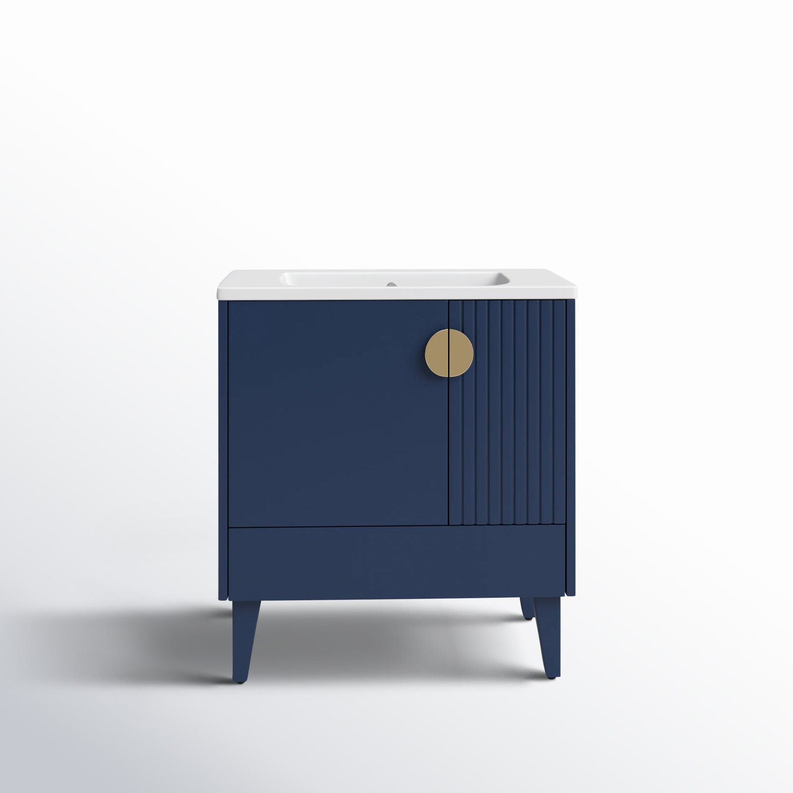 Saimah 30'' Single Bathroom Vanity, Satin Brass, Navy Blue