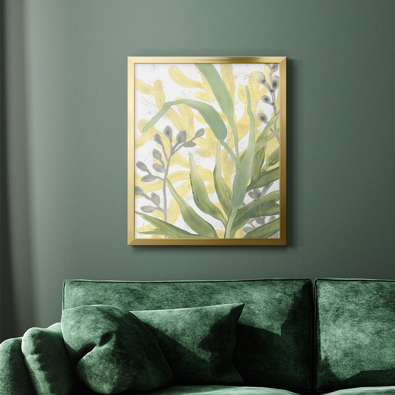 Sea Grass Fresco I, toile encadrée de qualité supérieure - prête à être accrochée, Or, H 24 po x l 20 po