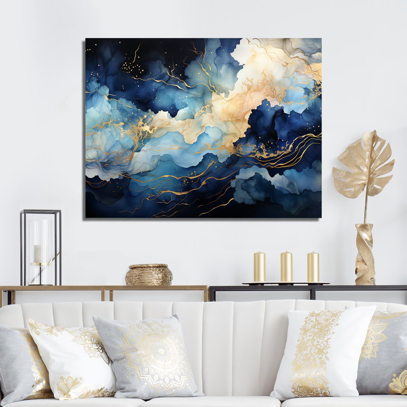«Celestial Blue and White Sky», impression sur toile, Toile tendue, H 30 po x l 40 po x P 1,5 po