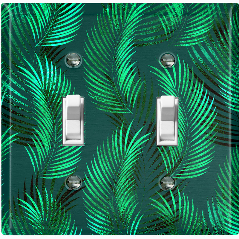 Patterned 2 - Gang Toggle Light Switch Standard Wall Plate, Teal/Blue