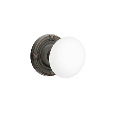 Bouton blanc ice privacy avec ruban et patine rose