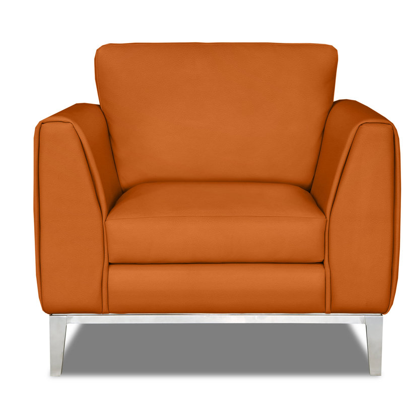 Fairfax Armchair, Apricot Dreamer Genuine Leather, Stainless Steel