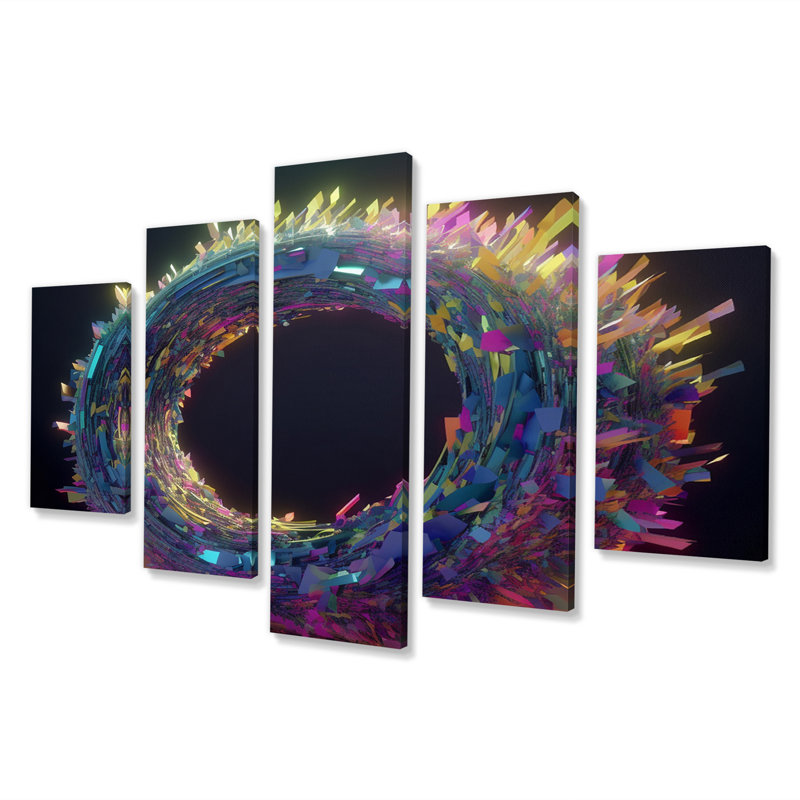 Bunton - Reproduction d'art abstrait spirales abstraites - 5 panneaux
