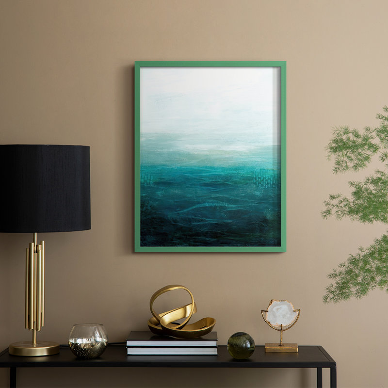 «Drifting Sea II», reproduction encadrée - bois massif, H 11 po x l 9 po, Vert