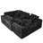 Comfortable Modular U-shaped Sectional Sofa, Black Polyester, Modern Spacious Design For Home