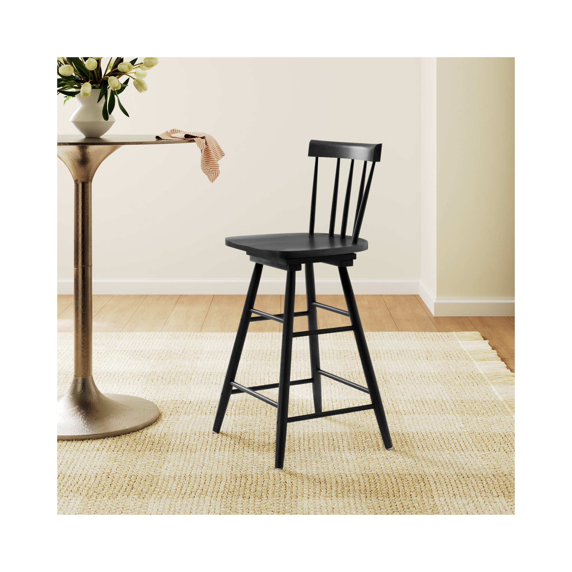 Portside Swivel Counter Stool, Black