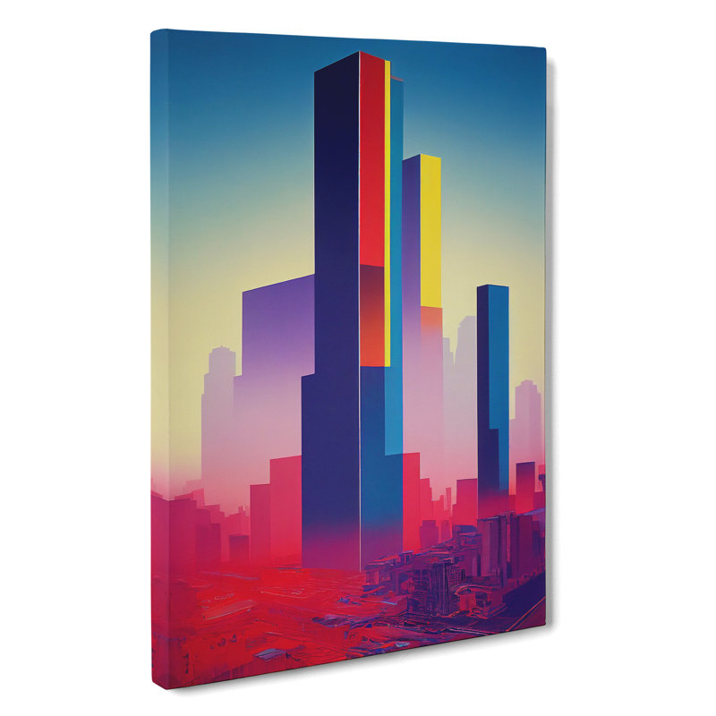XC1022-1730X Creative City Skyline Abstract - Wrapped Canvas Print, 60cm H x 40cm W x 3cm D