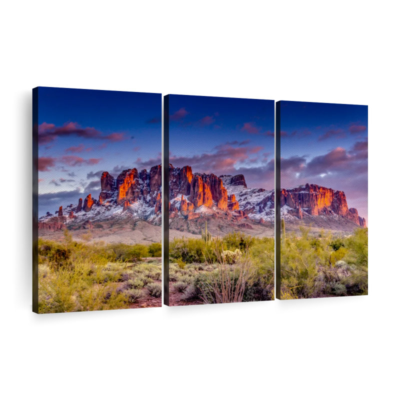 Arizona Superstition Mountains 3 pièces, H 36 po x l 57 po x P 1,25 po