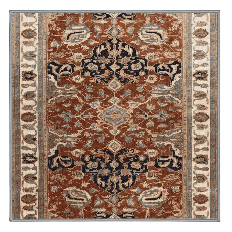 Tapis persan gris lavable à la machine, Carré 8 pi