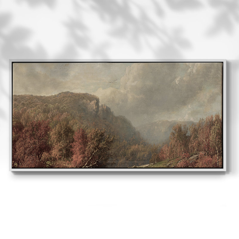 Série paysage - CDXLI - Toile tendue avec châssis encadré - Prêt à être accroché, H 21 po x l 41 po, Blanc