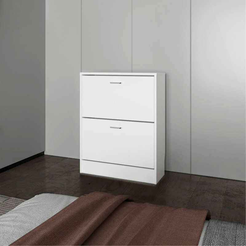 Range-chaussures avec 2 portes basculantes, Blanc