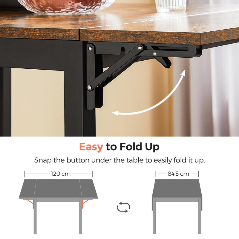 Brimmer Extendable Dining Table, Rustic Brown, Black
