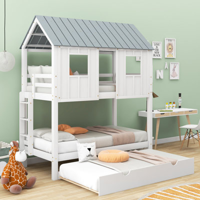 Twin Over Twin House Bunk Bed With Trundle