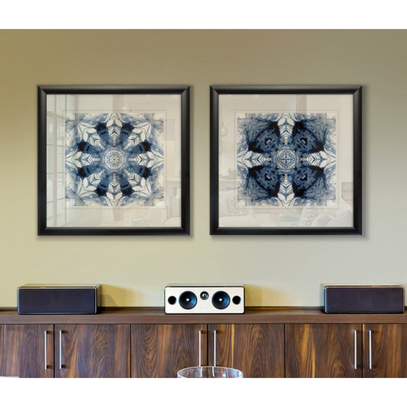 " Indigo Kaleidoscope III " 2 - Pieces, Black Framed