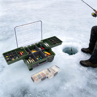 Boîte de pêche à 3 niveaux avec plateaux amovibles, organisateur de rangement portable en ABS et PP