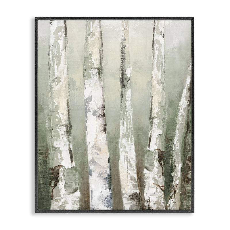 Giclée encadrée de forêt de bouleaux, conception de Luna Mavis, H 14 po x l 11 po, Giclée encadrée noir minuit