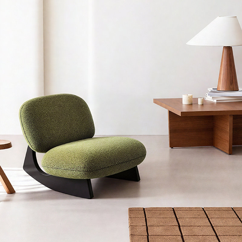 Chaise berçante simple en bois massif, Vert, Noir